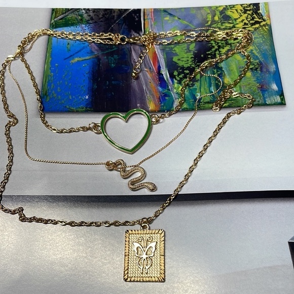 Snake Charm Layered Gold Necklace - Picture 11 of 17